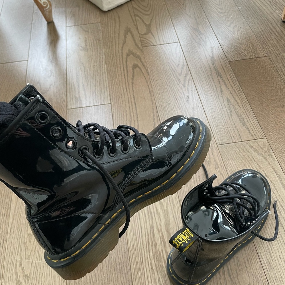 Dr. Martens Black Patent Leather Ankle Boots